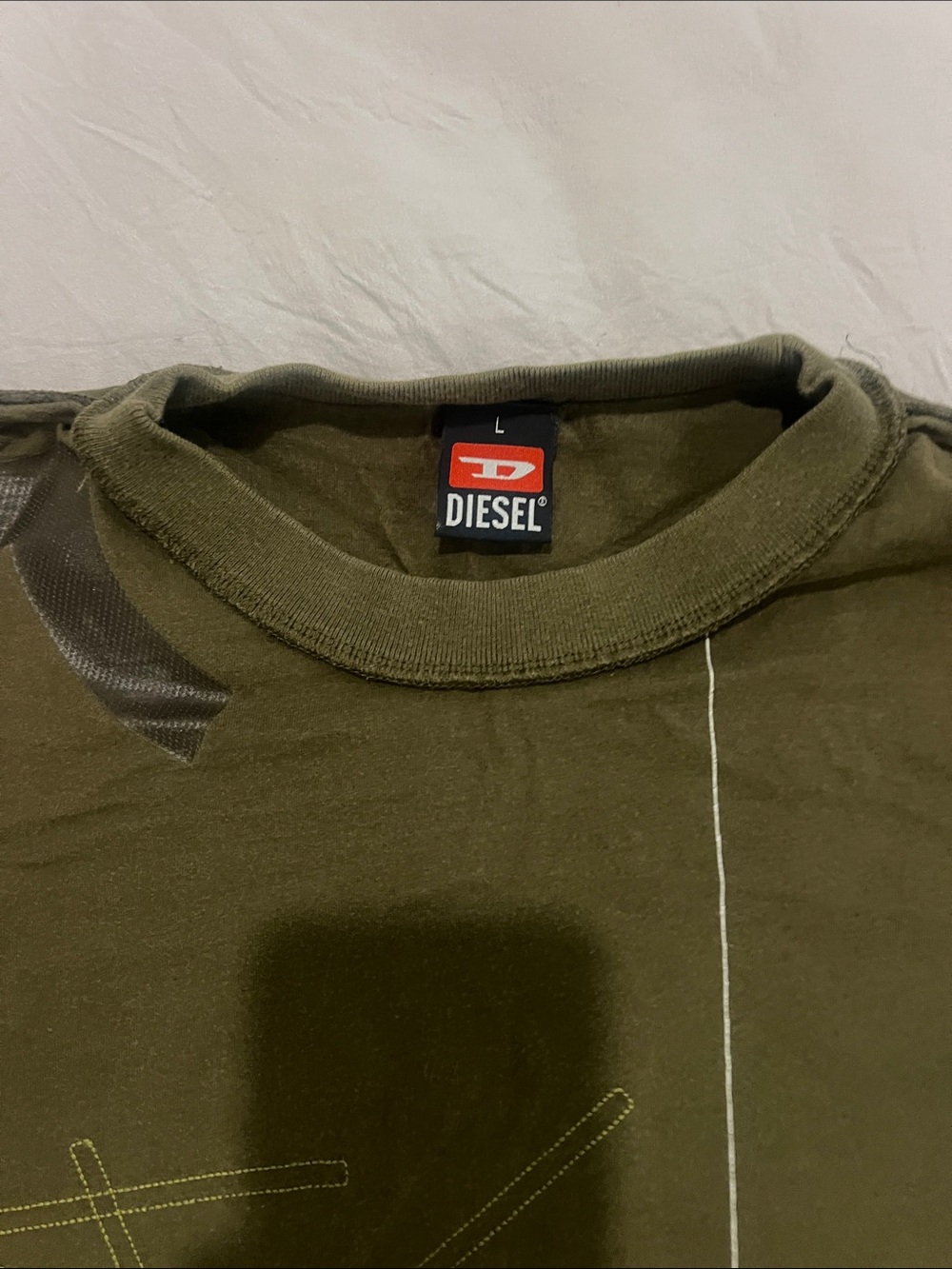 Diesel Olive Green Graphic Short Sleeve Tee - Picture 5 of 12